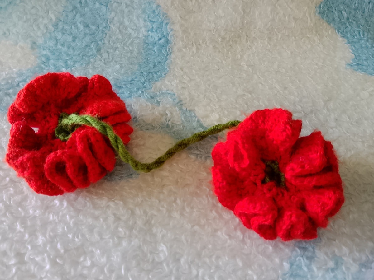 Handmade Knitted Chikens And Flowers