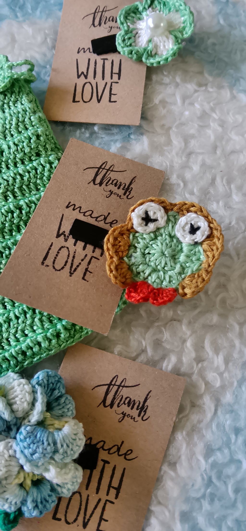Handmade Pouch And  Hair Clips