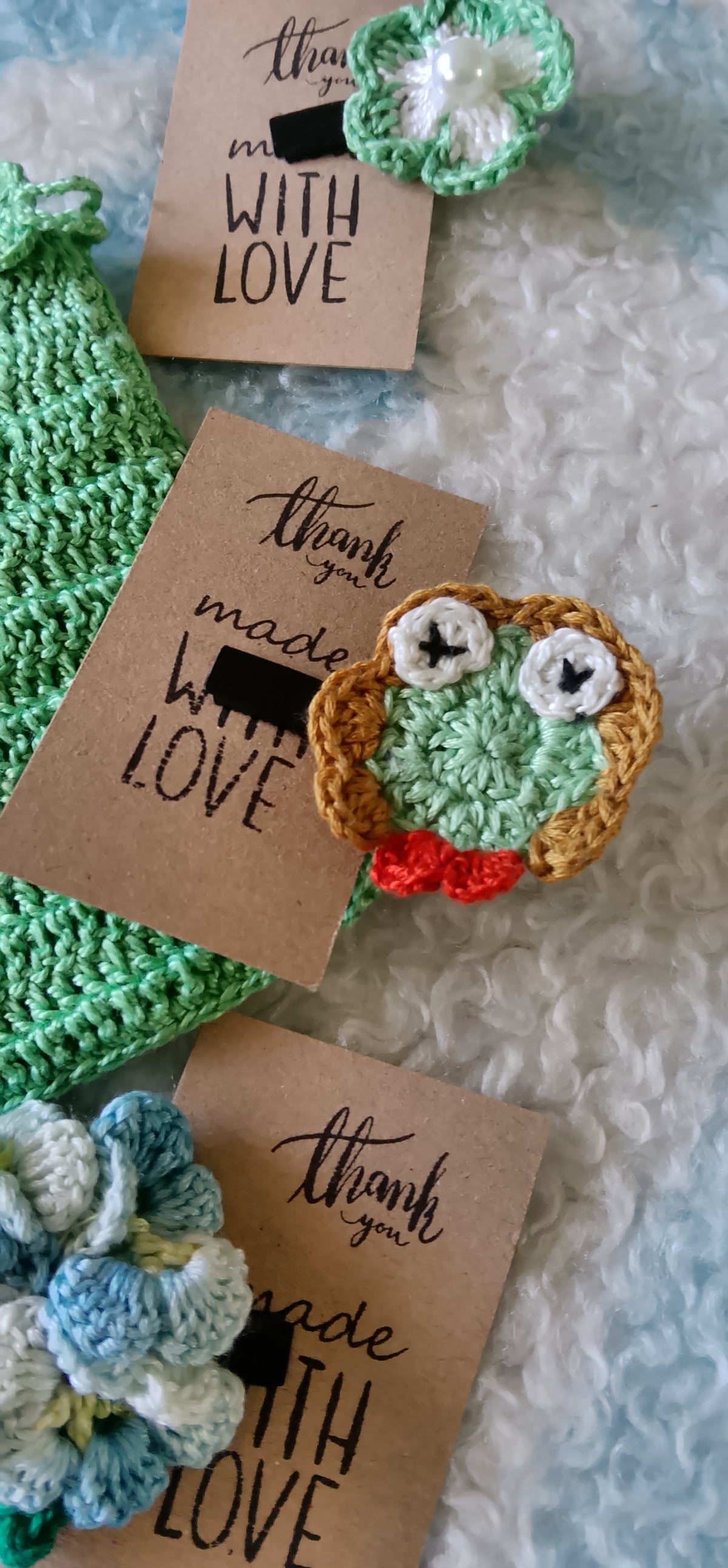 Handmade Pouch And  Hair Clips
