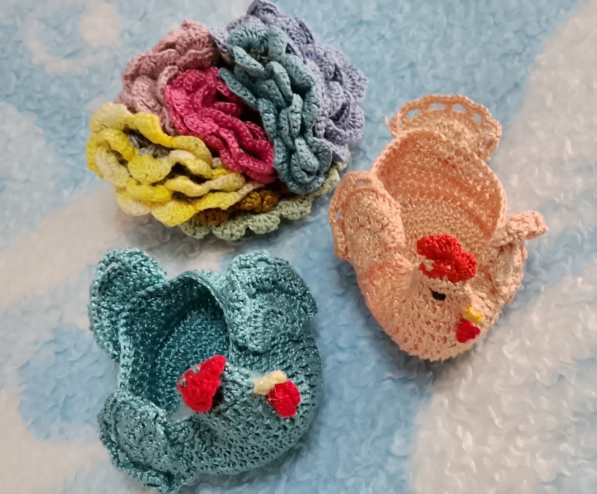 Knitted Chickens And Coasters