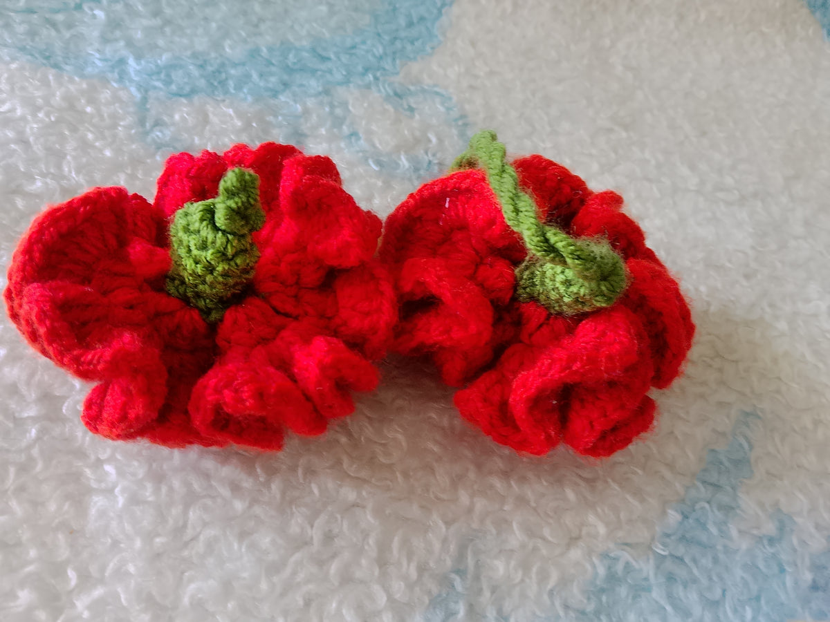Handmade Knitted Chikens And Flowers