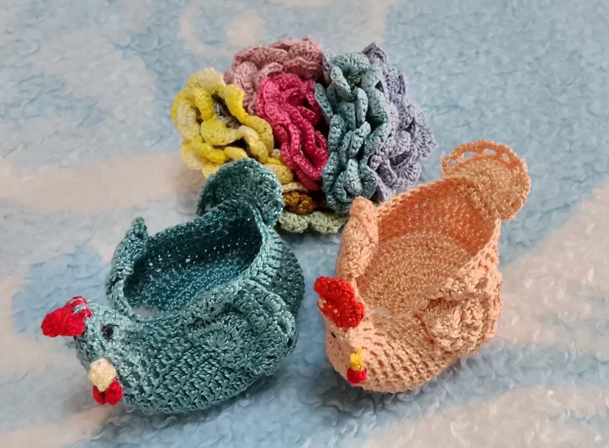 Knitted Chickens And Coasters