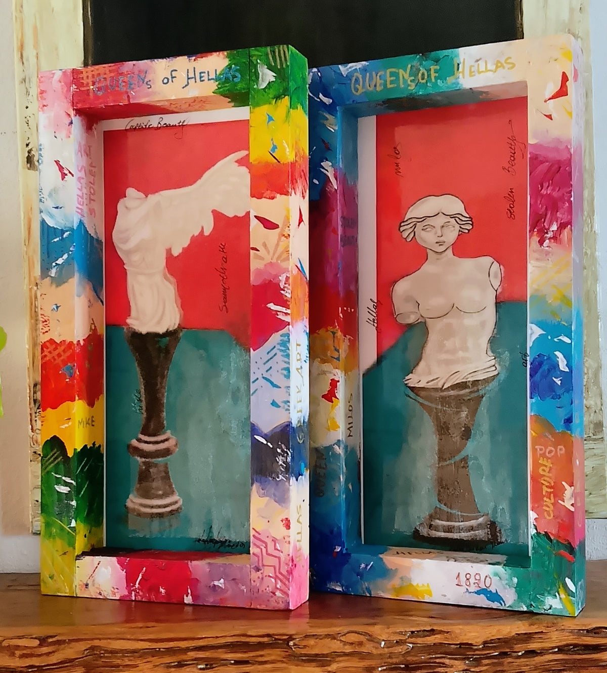Pop Art Digital Paintings. Wall  Art.   — Aphrodite Of Milos And Nike Of Samothrace