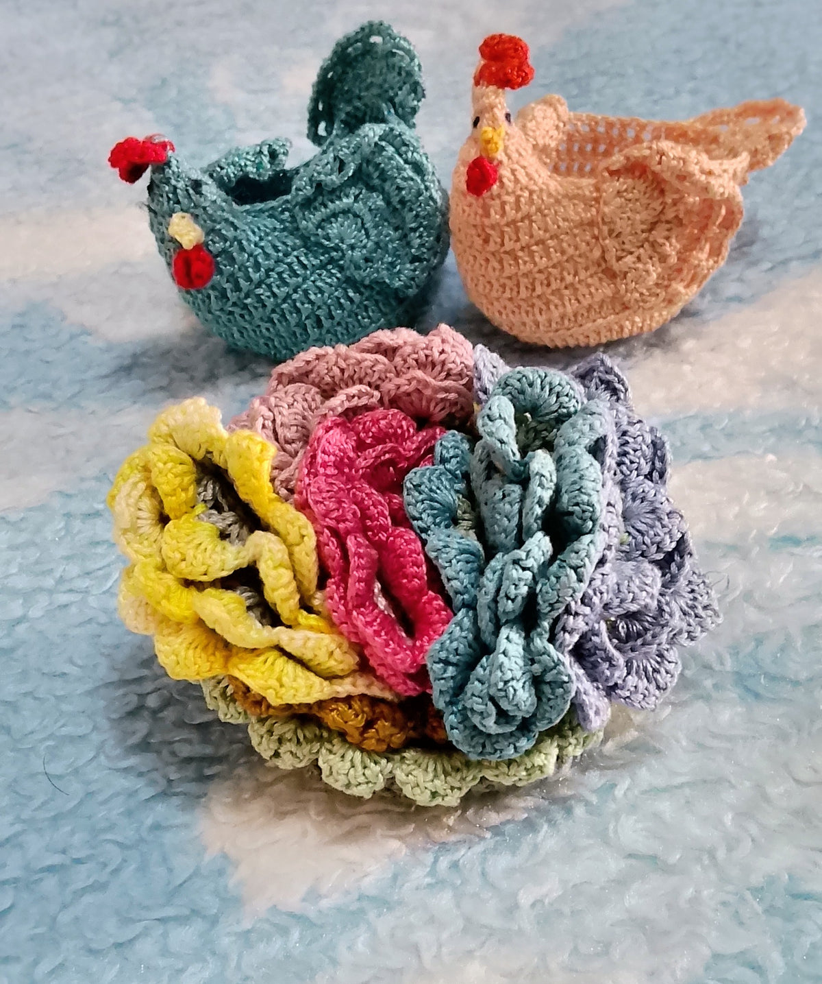 Knitted Chickens And Coasters