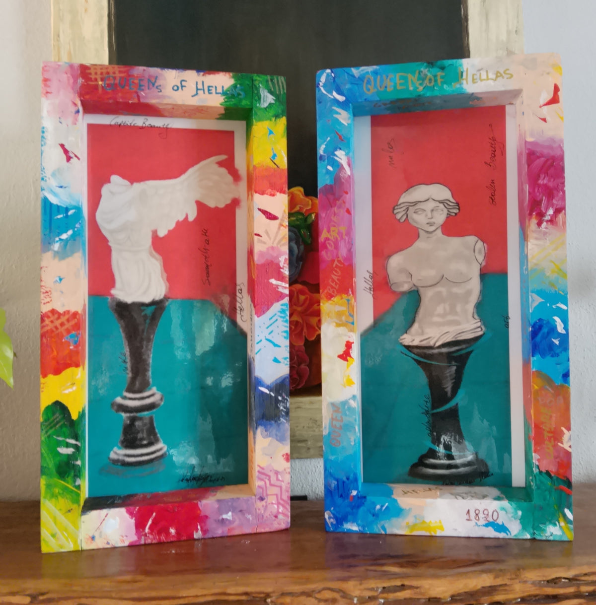 Pop Art Digital Paintings. Wall  Art.   — Aphrodite Of Milos And Nike Of Samothrace