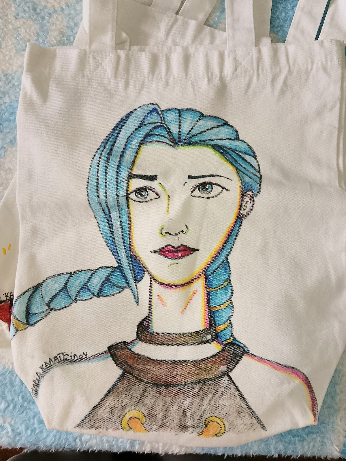 Hand painted shopping bags Vi And Jinx Arcane